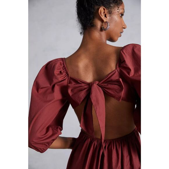 Anthropologie Scalloped Mini Dress in Rust - Picture 3 of 5